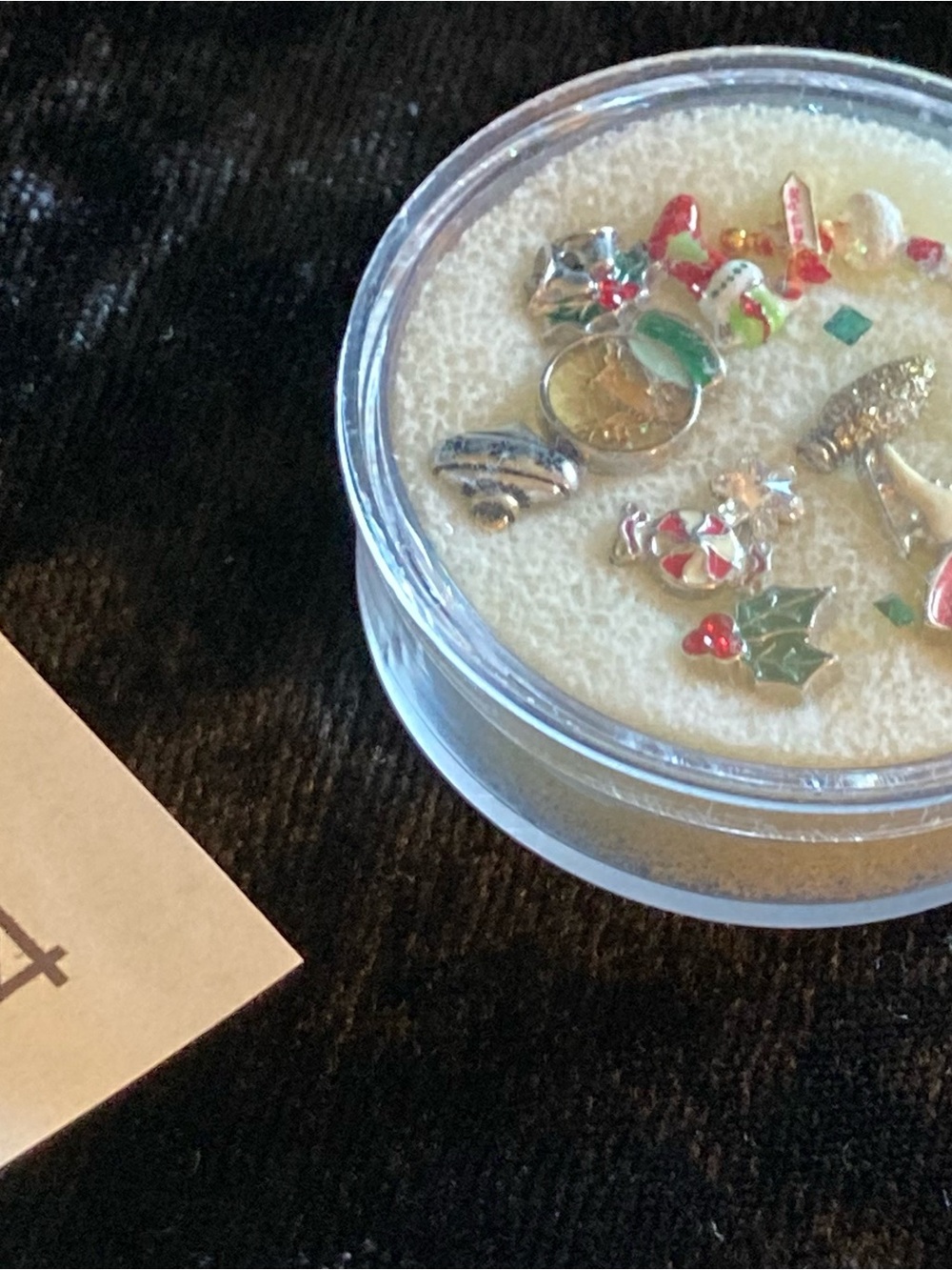 Origami Owl Christmas Floating Charm Set - Red Green Gold Silver